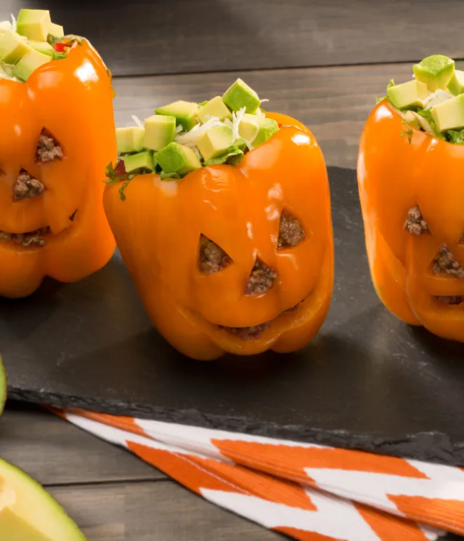 Halloween Taco Stuffed Pepper “Pumpkins”