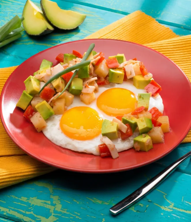 Avocado and Potato Hash With Eggs