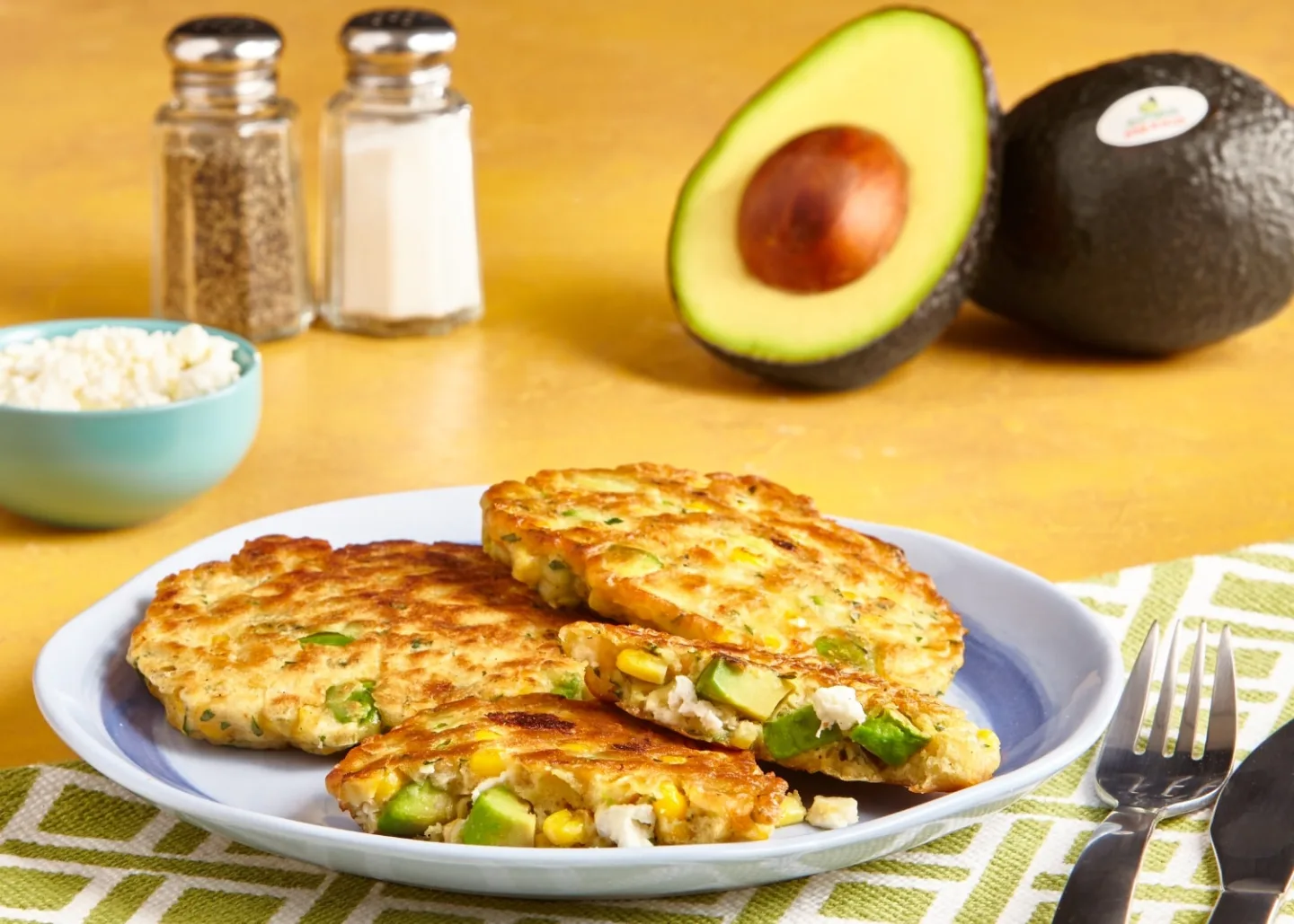 Avocado, Egg, and Corn Fritters